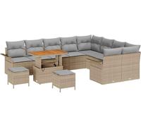 vidaXL Ensemble de canapé de jardin avec coussins 12 pcs Beige Poly-Rattan