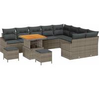 vidaXL Ensemble de canapé de jardin avec coussins 12 pcs Gris Poly-Rotin