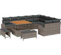 vidaXL Ensemble de canapé de jardin avec coussins 12 pcs Gris Poly-Rotin