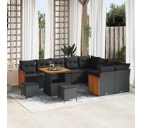 vidaXL Ensemble de canapé de jardin avec coussins 12 pcs noir
