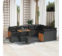 vidaXL Ensemble de canapé de jardin avec coussins 12 pcs noir