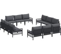 vidaXL Ensemble de canapé de jardin avec coussins 12 pcs noir acier