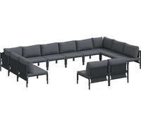 vidaXL Ensemble de canapé de jardin avec coussins 12 pcs noir acier