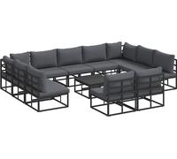 vidaXL Ensemble de canapé de jardin avec coussins 12 pcs noir aluminium