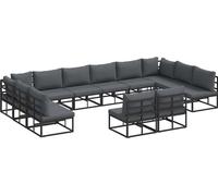 vidaXL Ensemble de canapé de jardin avec coussins 12 pcs noir aluminium