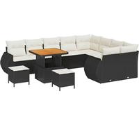 vidaXL Ensemble de canapé de jardin avec coussins 12 pcs noir et crème