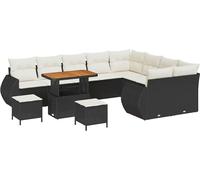 vidaXL Ensemble de canapé de jardin avec coussins 12 pcs noir et crème