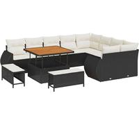 vidaXL Ensemble de canapé de jardin avec coussins 12 pcs noir et crème