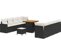 vidaXL Ensemble de canapé de jardin avec coussins 12 pcs noir et crème poly rotin