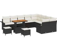 vidaXL Ensemble de canapé de jardin 12 pièces noir en poly rotin avec coussins
