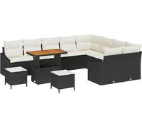 vidaXL Ensemble de canapé de jardin avec coussin 12 pcs Noir polyrotin