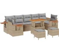 vidaXL Ensemble de canapé de jardin avec coussins 13 pcs Beige et gris clair Poly-Rotin