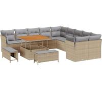 vidaXL Ensemble de canapé de jardin avec coussins 13 pcs Beige et gris clair Poly-Rotin