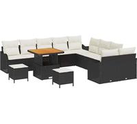 vidaXL Ensemble de canapé de jardin avec coussins 13 pcs noir et crème