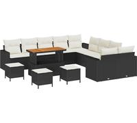 vidaXL Ensemble de canapé de jardin avec coussins 18 pcs noir et crème poly rotin