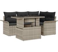 vidaXL Ensemble de canapé de jardin avec coussins 5 pcs gris clair Poly rotin