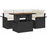vidaXL Ensemble de canapé de jardin avec coussins 5 pcs noir et crème