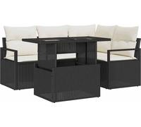 vidaXL Ensemble de canapé de jardin avec coussins 5 pcs noir et crème poly rotin