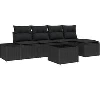 vidaXL Ensemble de canapé de jardin avec coussins 5 pcs noir poly rotin