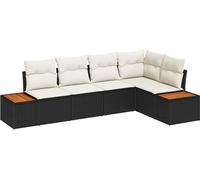 vidaXL Ensemble de canapé de jardin avec coussins 5 pcs noir poly rotin