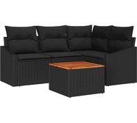 vidaXL Ensemble de canapé de jardin avec coussins 5 pcs noir poly rotin