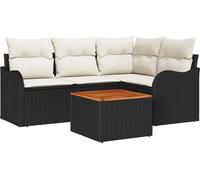 vidaXL Ensemble de canapé de jardin avec coussins 5 pcs noir poly rotin