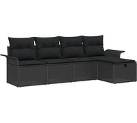 vidaXL Ensemble de canapé de jardin avec coussins 5 pcs noir Poly rotin