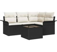 vidaXL Ensemble de canapé de jardin avec coussins 5 pcs noir poly rotin