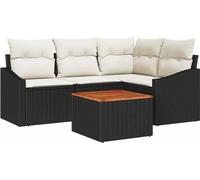 vidaXL Ensemble de canapé de jardin avec coussins 5 pcs noir poly rotin