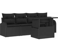 vidaXL Ensemble de canapé de jardin avec coussins 5 pcs noir poly rotin
