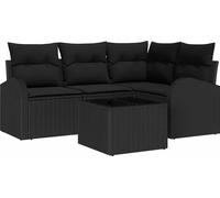 vidaXL Ensemble de canapé de jardin 5 pièces avec coussins en poly rotin noir