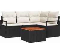vidaXL Ensemble de canapé de jardin avec coussins 5 pcs noir poly rotin