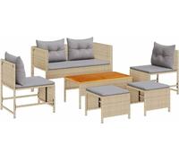 vidaXL Ensemble de canapé de jardin avec coussins 6 pcs Beige et gris clair Poly-Rotin