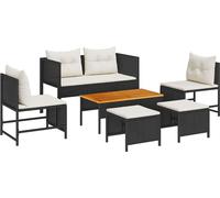 vidaXL Ensemble de canapé de jardin avec coussins 6 pcs noir et crème poly rotin