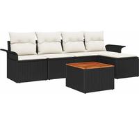 vidaXL Ensemble de canapé de jardin avec coussins 6 pcs noir poly rotin