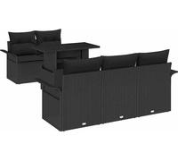 vidaXL Ensemble de canapé de jardin avec coussins 6 pcs noir poly rotin