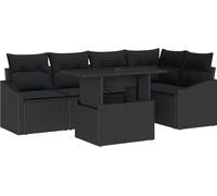 vidaXL Ensemble de canapé de jardin avec coussins 6 pcs noir poly rotin