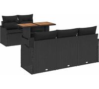 vidaXL Ensemble de canapé de jardin avec coussins 6 pcs noir poly rotin