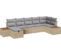 vidaXL Ensemble de canapé de jardin avec coussins 7 pcs Beige Poly Rattan