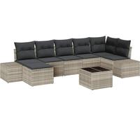 vidaXL Ensemble de canapé de jardin avec coussins 7 pcs gris clair Poly-Rotin