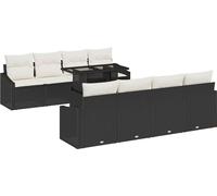 vidaXL Ensemble de canapé de jardin avec coussins 7 pcs noir et crème poly rotin