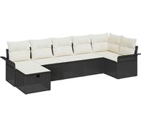 vidaXL Ensemble de canapé de jardin avec coussins 7 pcs noir poly rotin