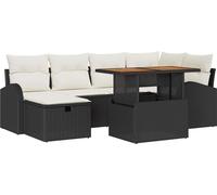 vidaXL Ensemble de canapé de jardin avec coussins 7 pcs noir poly rotin