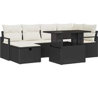 vidaXL Ensemble de canapé de jardin 7 pièces avec coussins – poly rotin noir