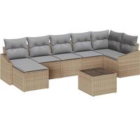 vidaXL Ensemble de canapé de jardin avec coussins 8 pcs Beige et gris clair Poly-Rotin