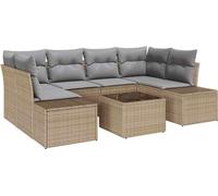 vidaXL Ensemble de canapé de jardin avec coussins 8 pcs Beige et Gris Poly-Rotin