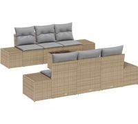 vidaXL Ensemble de canapé de jardin avec coussins 8 pcs Beige et Gris Poly-Rotin
