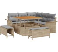 vidaXL Ensemble de canapé de jardin avec coussins 8 pcs Beige Poly-Rattan