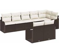 vidaXL Ensemble de canapé de jardin avec coussins 8 pcs brun et blanc poly rotin