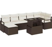 vidaXL Ensemble de canapé de jardin avec coussins 8 pcs brun et crème
